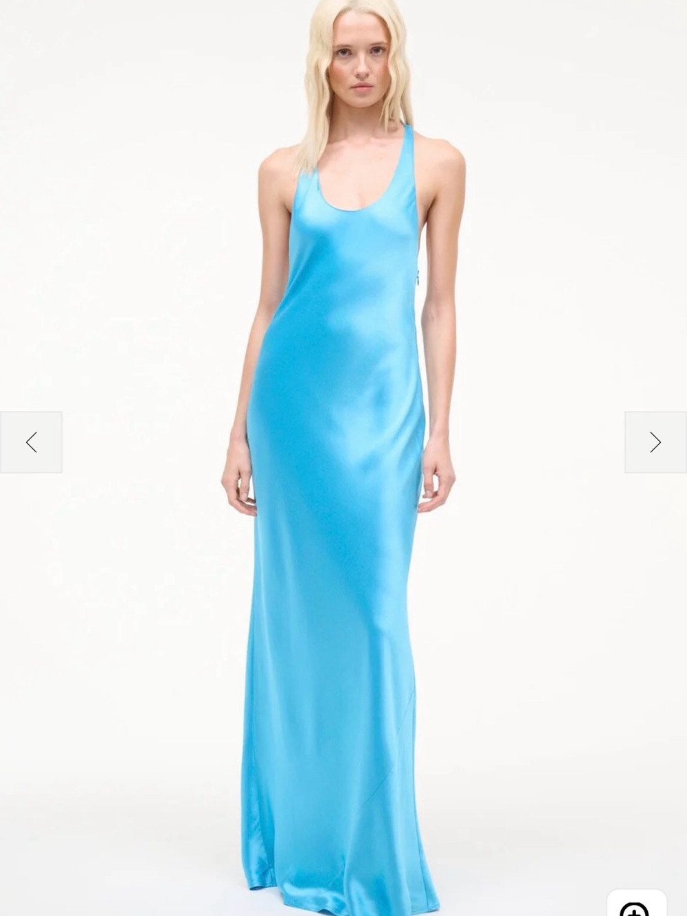 STAUD Turquoise Satin Maxi Slip Dress - Picture 1 of 3